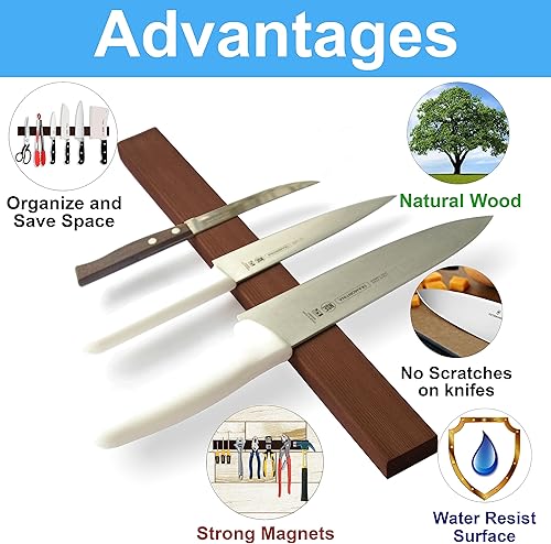 Miniatura 10 de Tira magnética de cuchillo negro de 10 pulgadas, uso como soporte magnético para cuchillos para pared, tira magnética para cuchillos de pared, barra