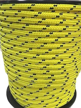 Blue Ox Rope 1/2 Arborist Double Braid Polyester, USA Made, Yellow, 300 ft