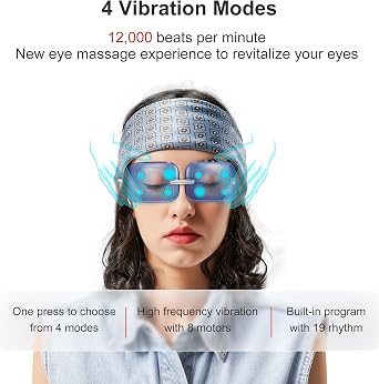 Hi5 E10 Eye Massager Heat Vibration Relieves Migraines, Dark Circles Ultra Lightweight, Chic & Stylish, Improve Eye Circulation