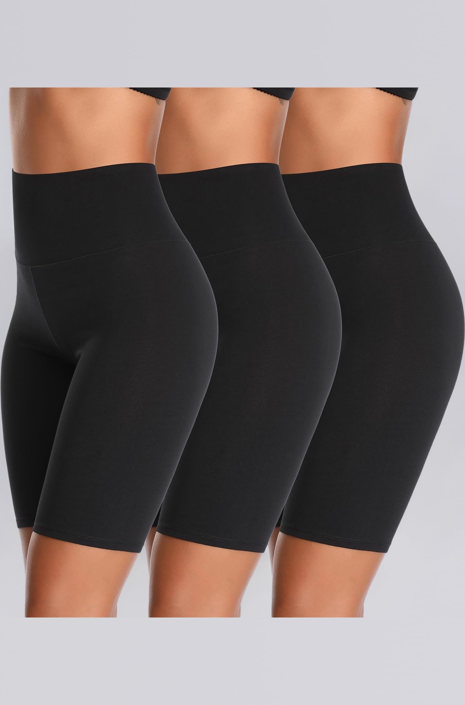 Cotton Spandex Stretch Anti Chafing Boy Shorts Safety Panty Bike Shorts,Slip Shorts for Under Dresses (Black, 3 Pack, X-Large)