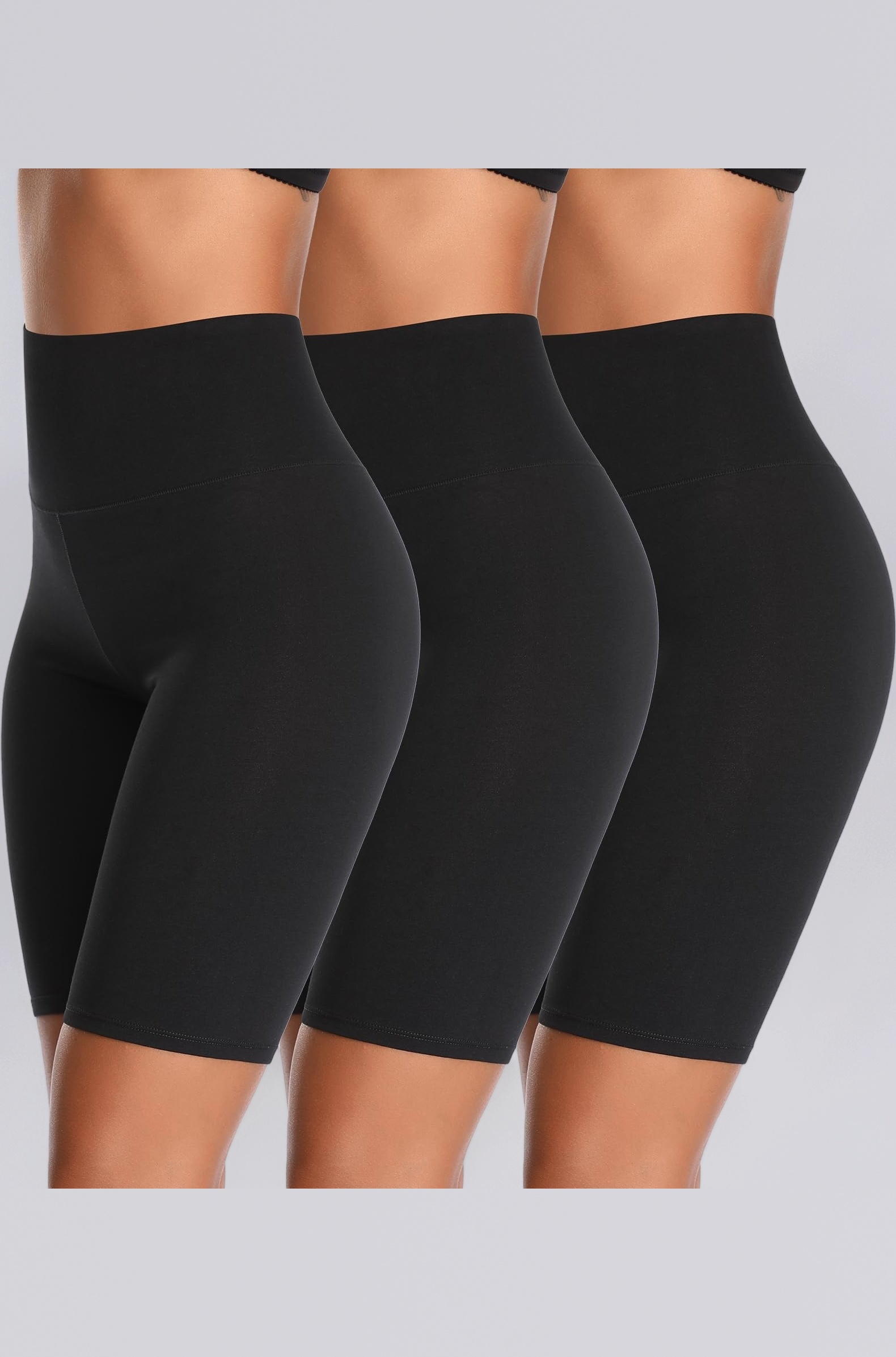 Cotton Spandex Stretch Anti Chafing Boy Shorts Safety Panty Bike Shorts,Slip Shorts for Under Dresses (Black, 3 Pack, X-Large)