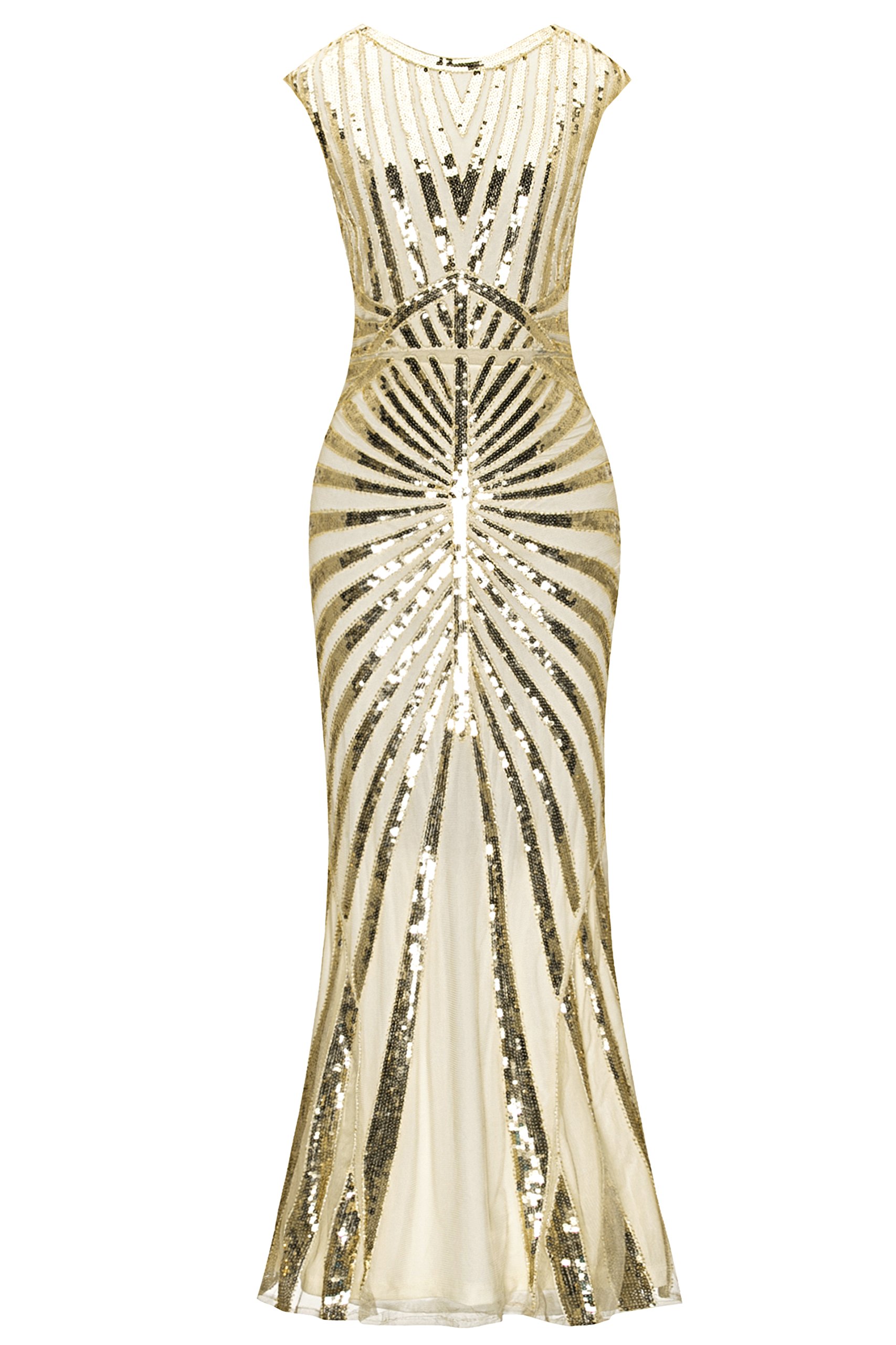 Metme Women's 1920s Sequin Mermaid Evening Gown | Gatsby Party Flapper Dress