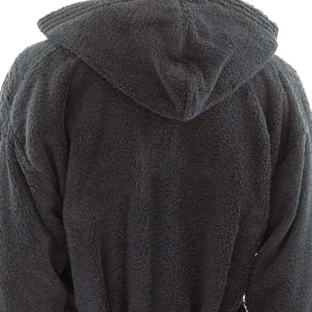 Albornoz con capucha de algodón rizo con monograma personalizado, color negro, talla M