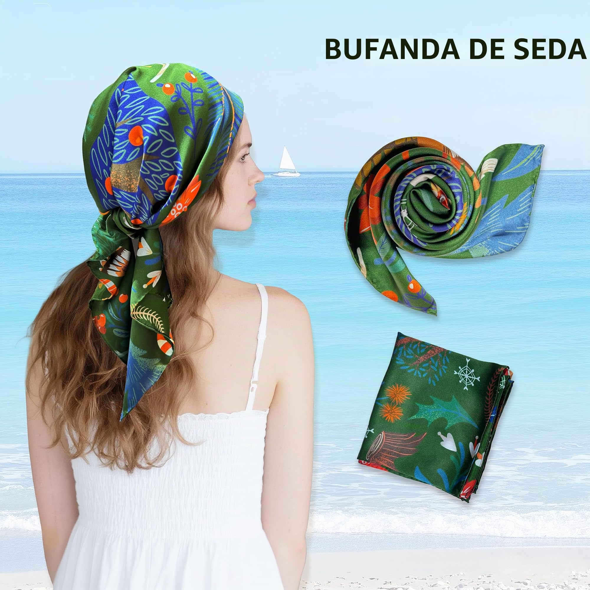 townssilk Pañuelo de seda 100% seda de morera para mujer, 90 x 90 cm, certificado Öko-Tex, lujoso y sedoso liso, pañuelo para el cuello, accesorio de moda cuadrado