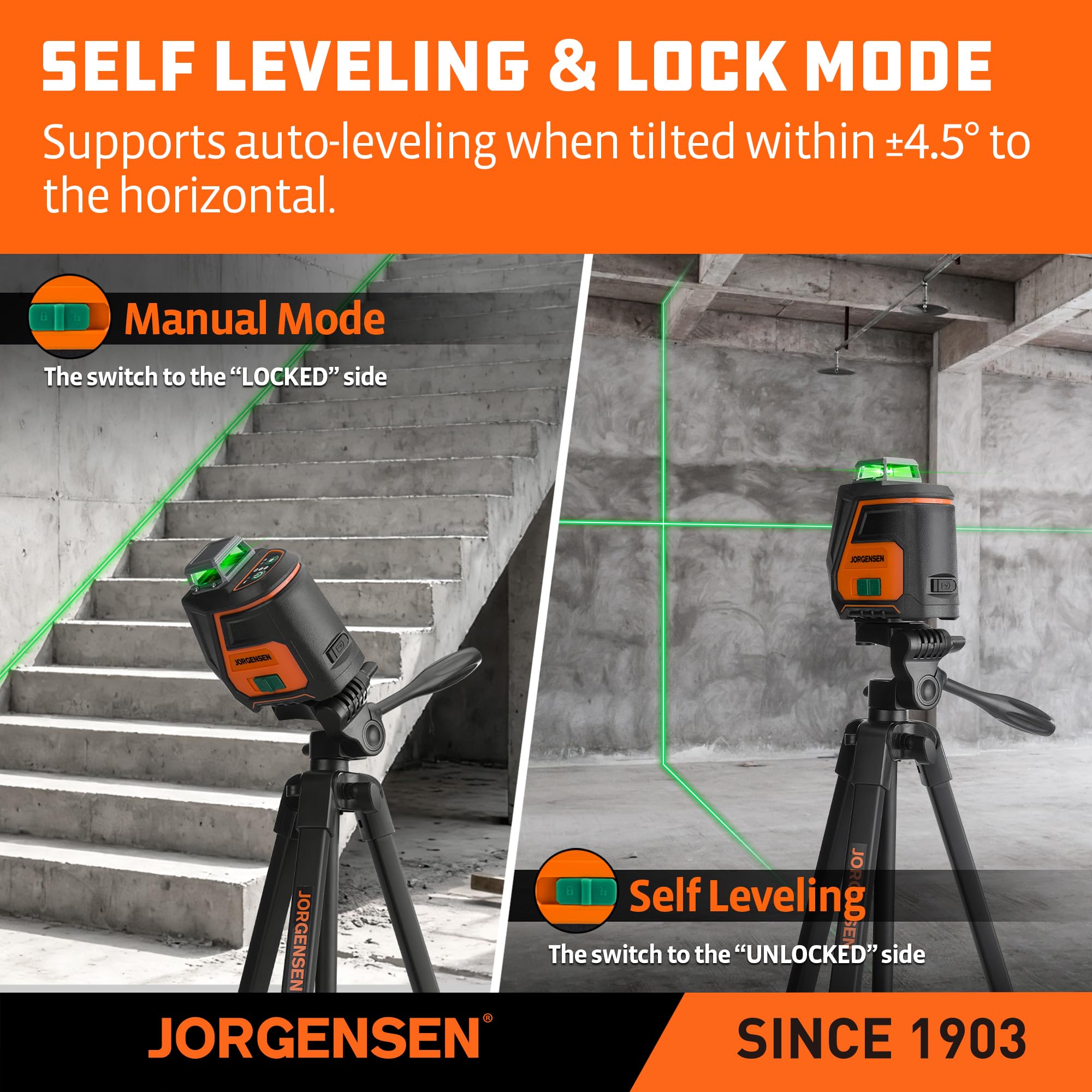 Jorgensen 360° Laser Level - 100FT Rechargeable -6