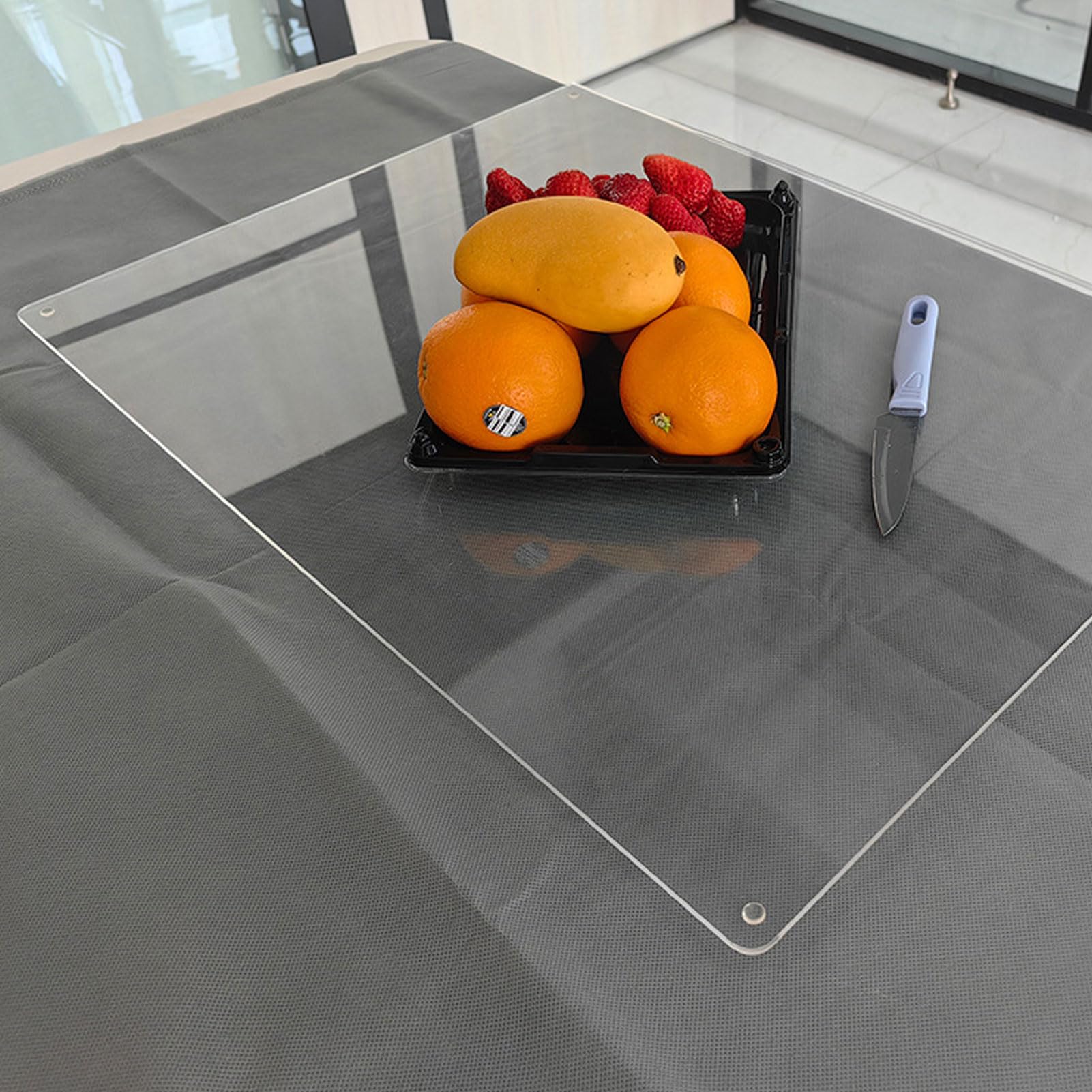 Tabla de Cortar de Acrílico Transparente con Borde para Encimera de Cocina (45 * 60cm)