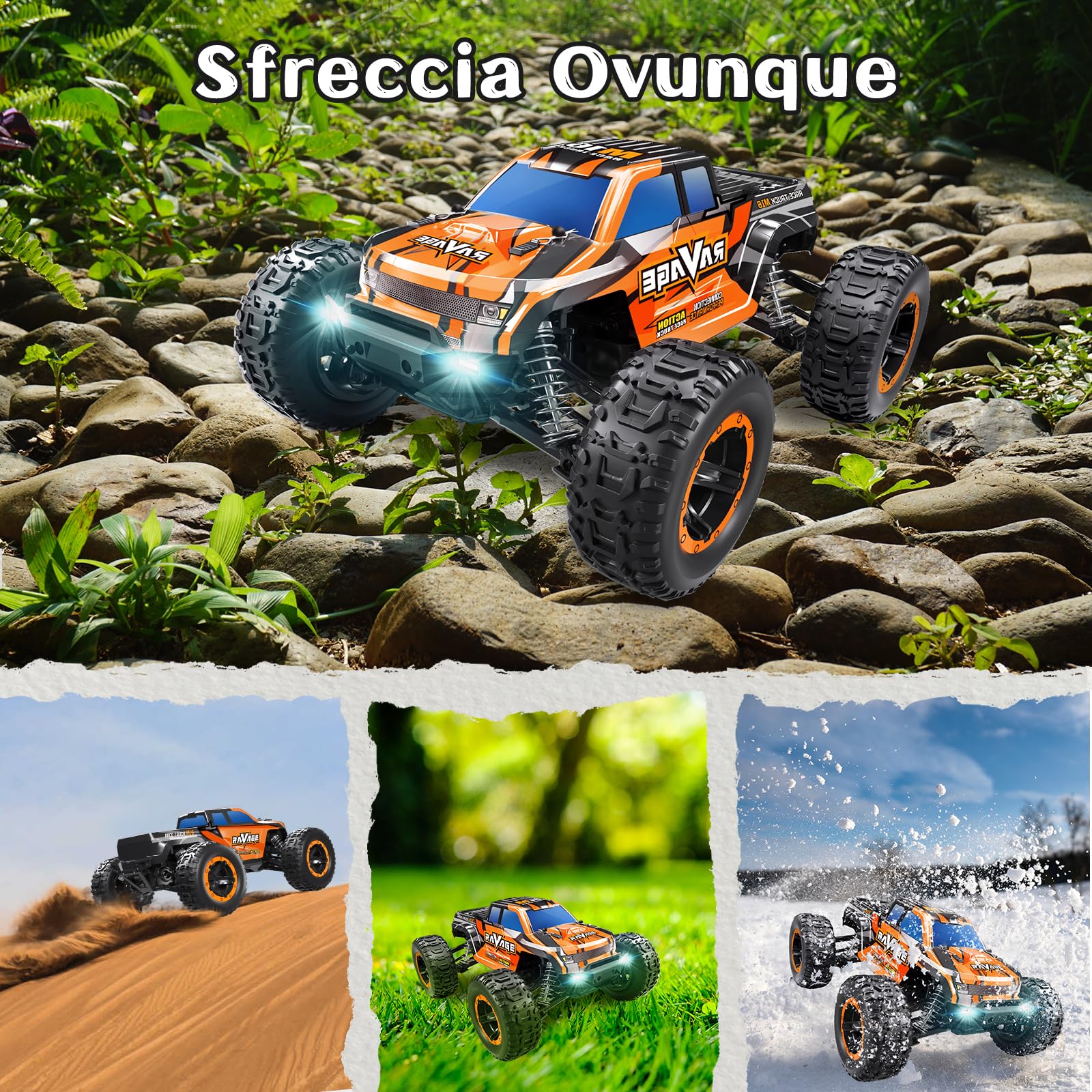 Loolinn | Macchina Telecomandata - Molto Resistente, Scala 1:16, Velocità Regolabile, Adatta per il Fuori-strada, Massima Velocità 30 km/h, Pronta all’uso - Ottimo Regalo per i Bambini