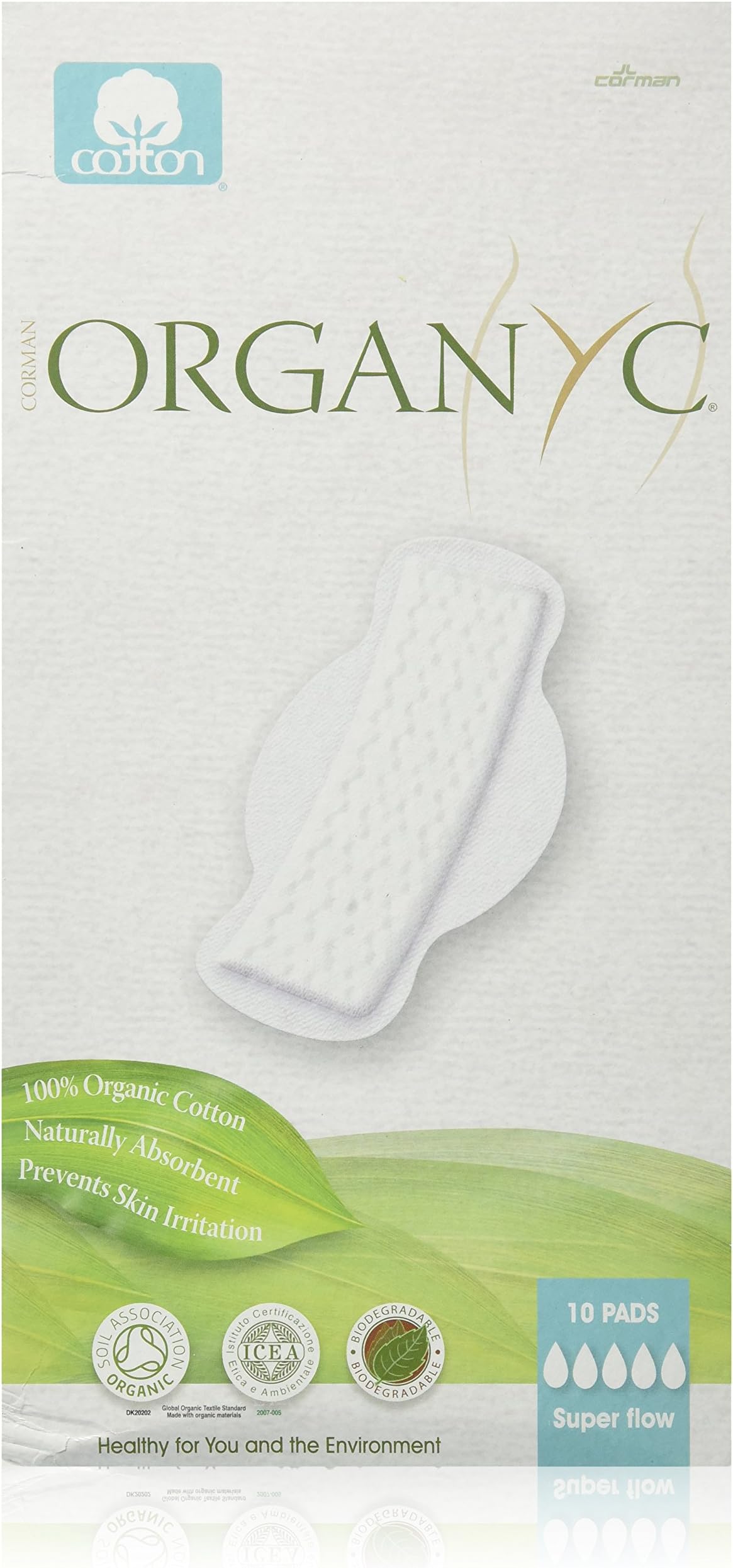 Organyc: Cotton Pads w/Wings Super Flow & Maternity, 10 ct