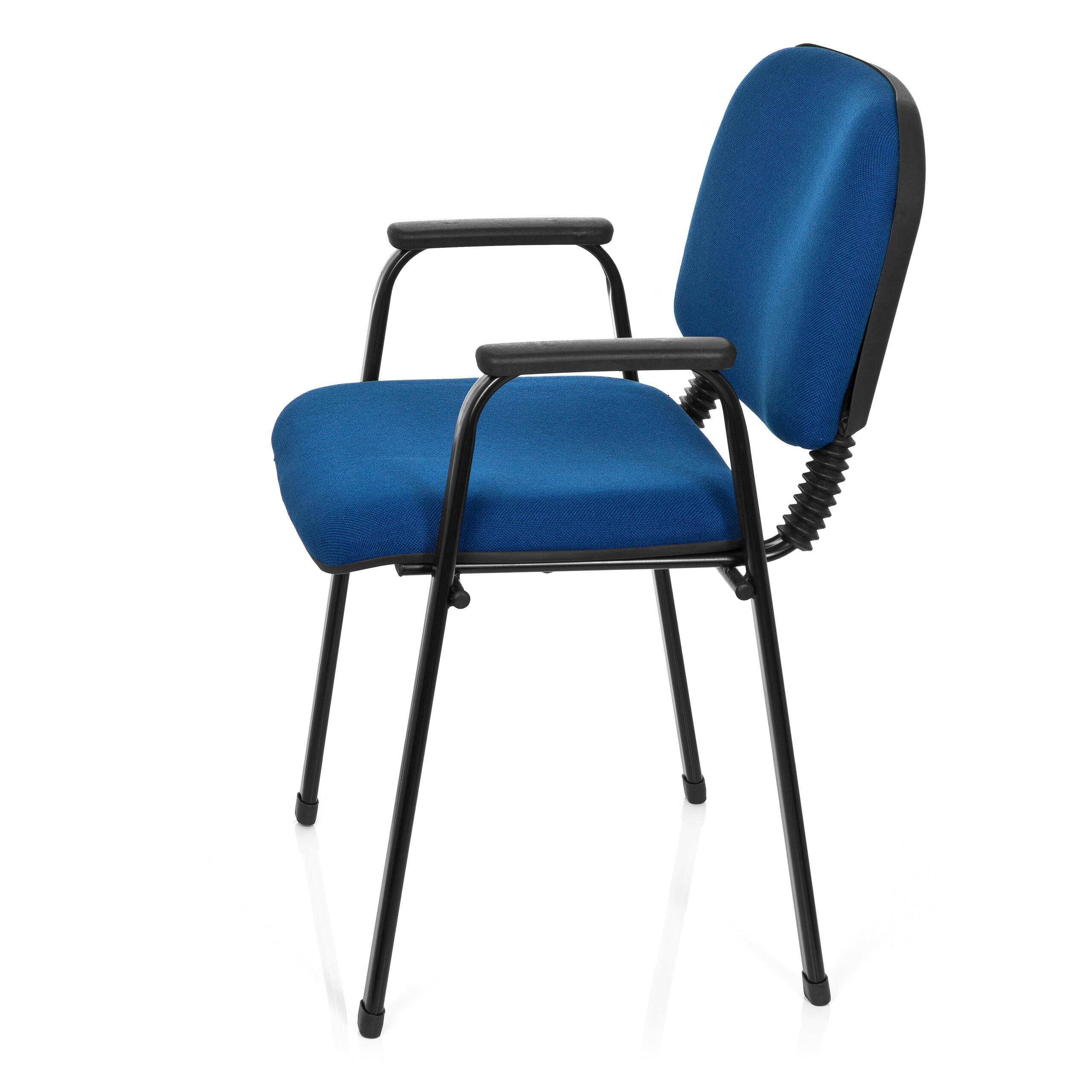 HJH Office 704341 Sedia visitatore XT 650 Fabric Blu Sedia da conferenza imbottita con braccioli, impilabile