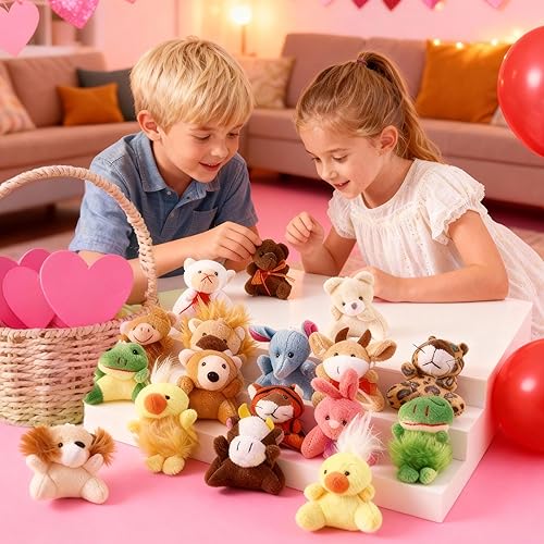 Miniatura 2 de Joyin - Juego de 24 mini juguetes de peluche de animales pequeños surtidos (24 unidades de 3 pulgadas cada una), llaveros de animales para decorar