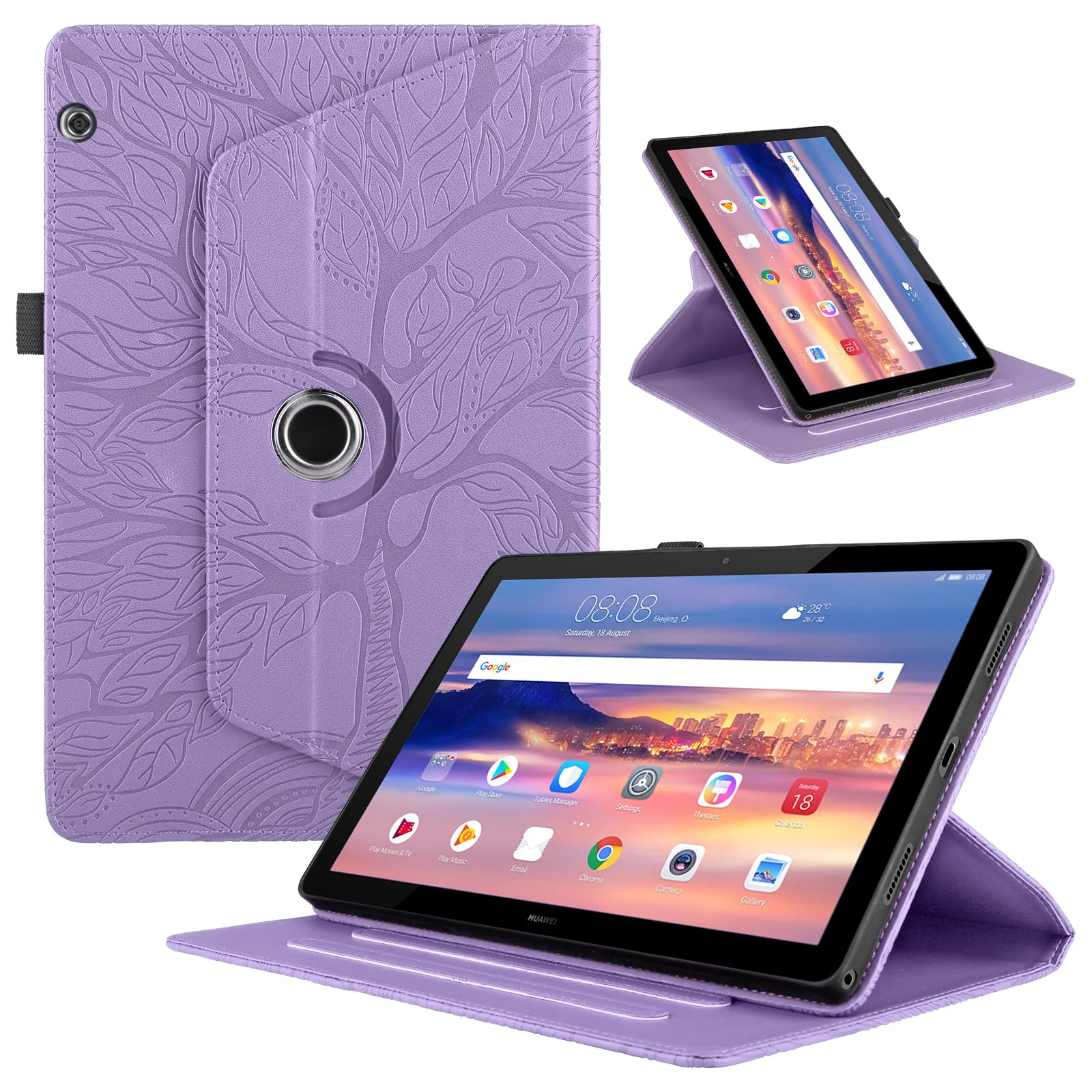Funda para Samsung Galaxy Tab S9/ S8/ S7 11" (SM-X710/X700/T870) PU Cuero Tablets Protectora Cover 360°Carcasa Giratoria de ángulo Múltiple Stand Función Tablets Funda,Rojo Árboles — view 162