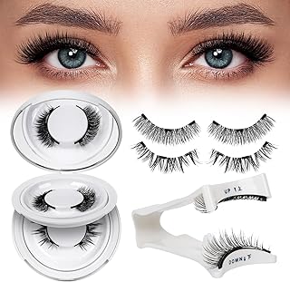 QUEWEL Magnetic Eyelashes 2 Pair Reusable Magnetic Eyelashes with Applicator No Glue Needed Eyelashes Cat Eye Natural Look Lash Clusters Kit Easy to Wear and Remove(A09)