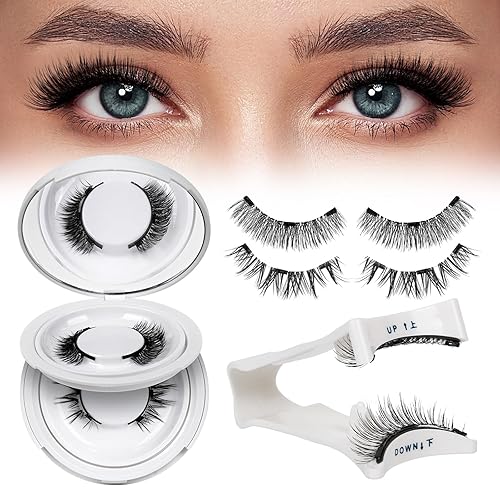 QUEWEL Magnetic Eyelashes 2 Pair Reusable Magnetic Eyelashes with Applicator No Glue Needed Eyelashes Cat Eye Natural Look Lash Clusters Kit Easy to Wear and Remove(A09)