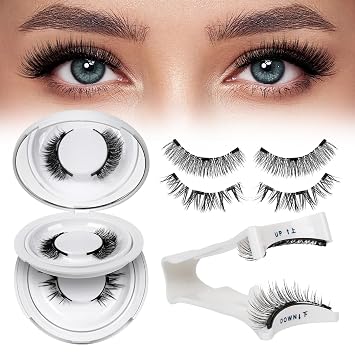 QUEWEL Magnetic Eyelashes 2 Pair Reusable Magnetic Eyelashes with Applicator No Glue Needed Eyelashes Cat Eye Natural Look Lash Clusters Kit Easy to Wear and RemoveA09