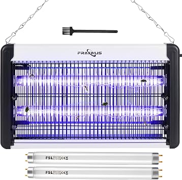 FRAXINUS Electric Bug Zapper, UV Insect Killer, Indoor Fly Catcher, Mosquito Killer Lamp, 3500V High Powered Grids, 20W UV Light Attract to Zap Flying Insects. Including 2PCS Bulbs
