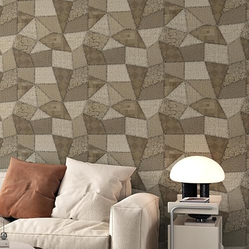 Miniatura 2 de Papel tapiz marrón para despegar y pegar, papel adhesivo de lino sintético para paredes, película de tela de vinilo autoadhesiva para armarios,