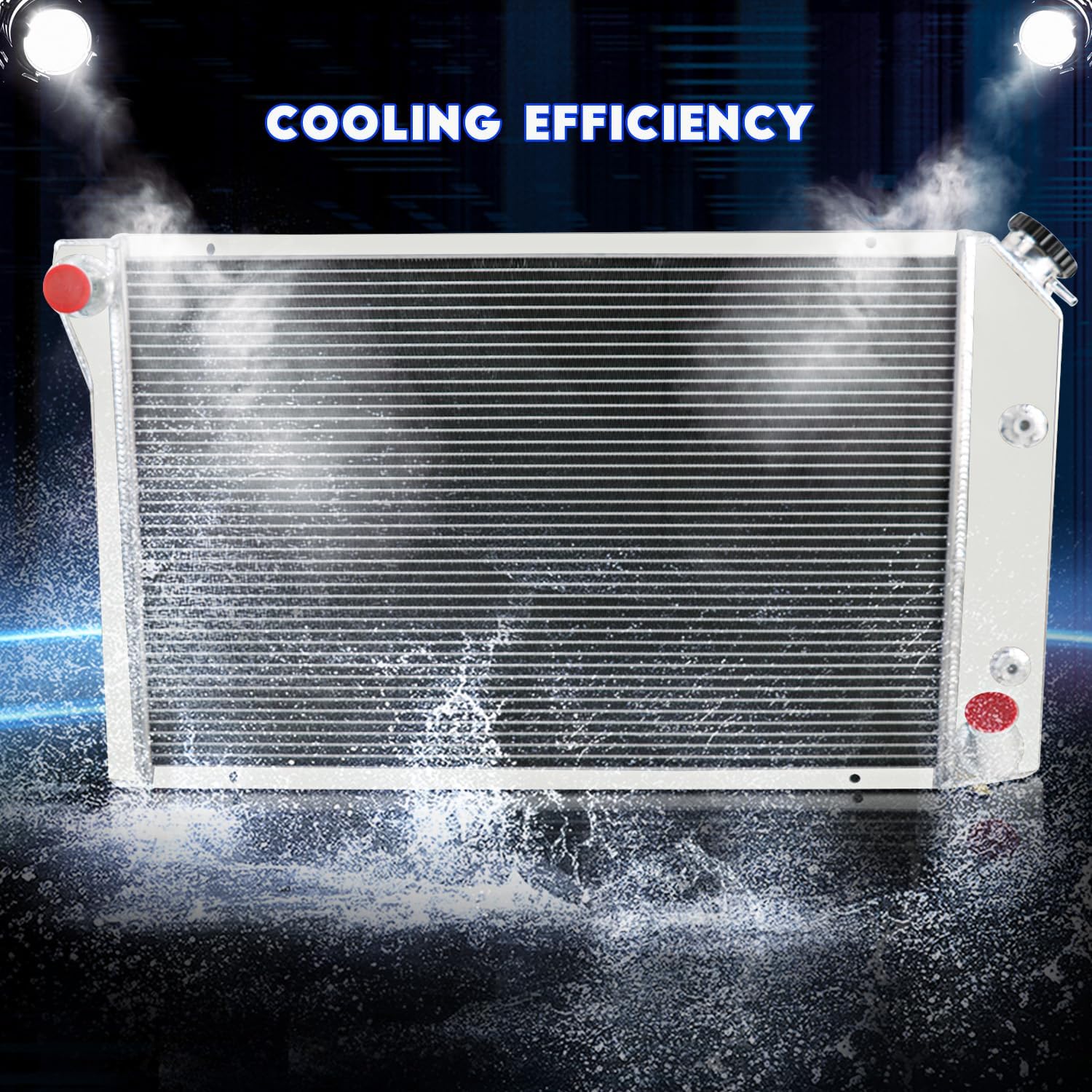 3 & 4 Row Core Full Aluminum DPI718 EC718 Radiator Assembly + 2 x 12" Fan w/Shroud + Thermostat Kit Compatible with 1977-1982 78 79 80 81 Chevy Corvette C3 350ci 5.7L/5.0L (3 Row Core-718)