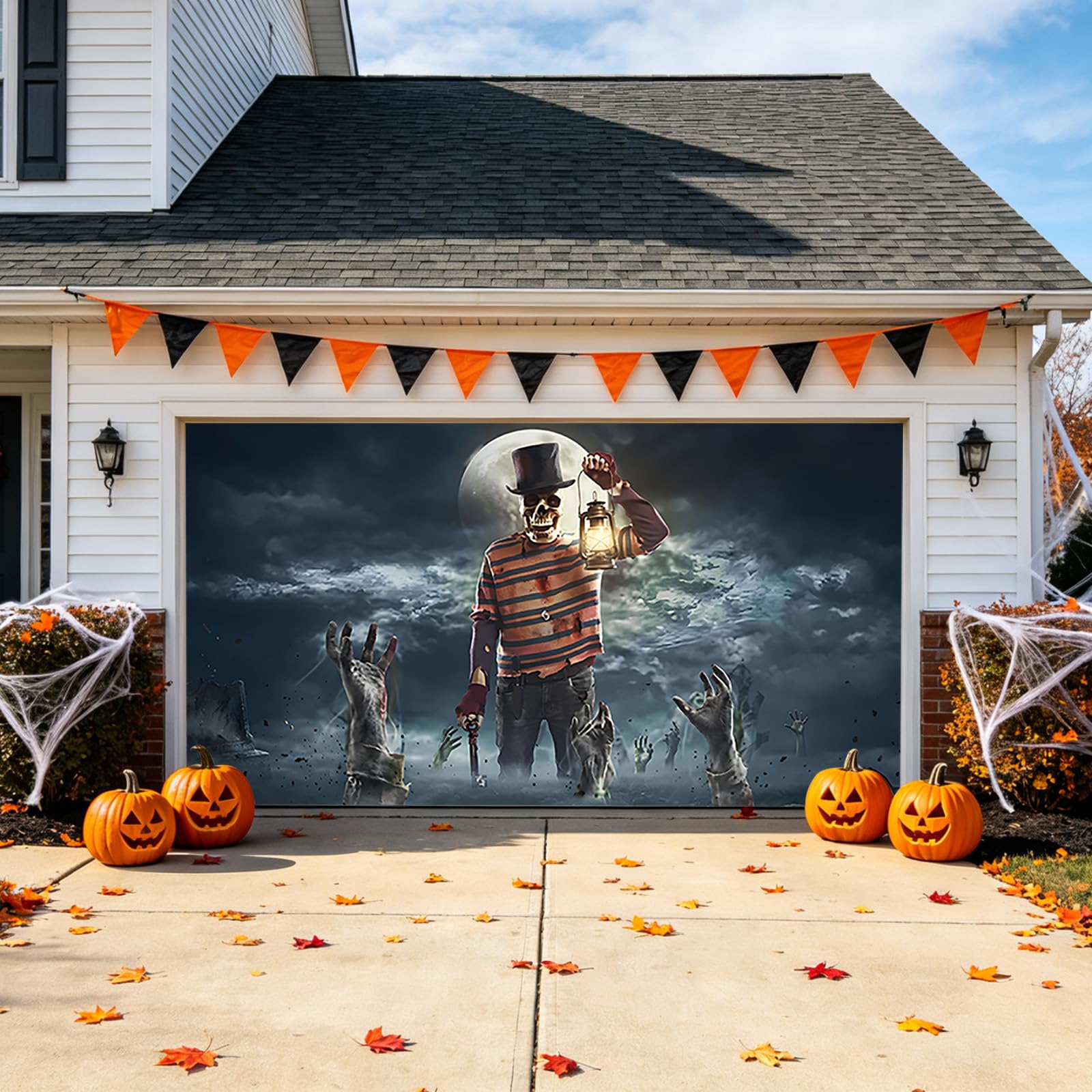 Halloween horror dekoracja domu, na imprezę, tło zewnętrzne