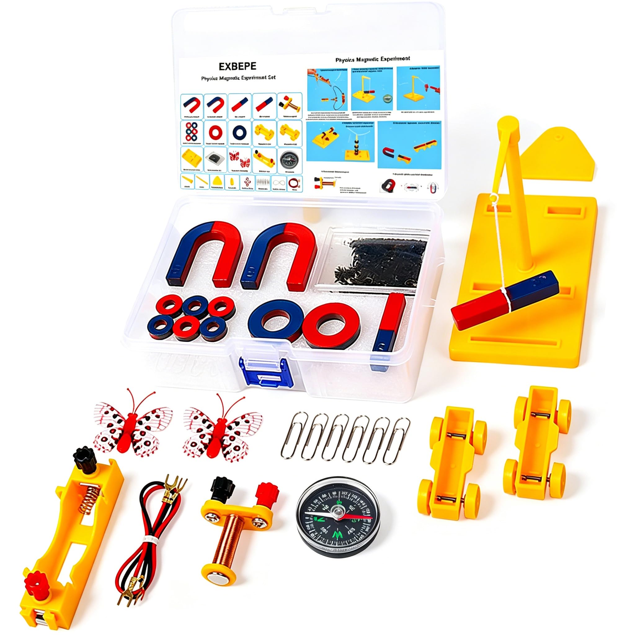 EXBEPE Kit de imanes para experimentos de ciencias físicas, juego de experimentos para educación, ciencia, herramientas de experimento, suministros para el aula