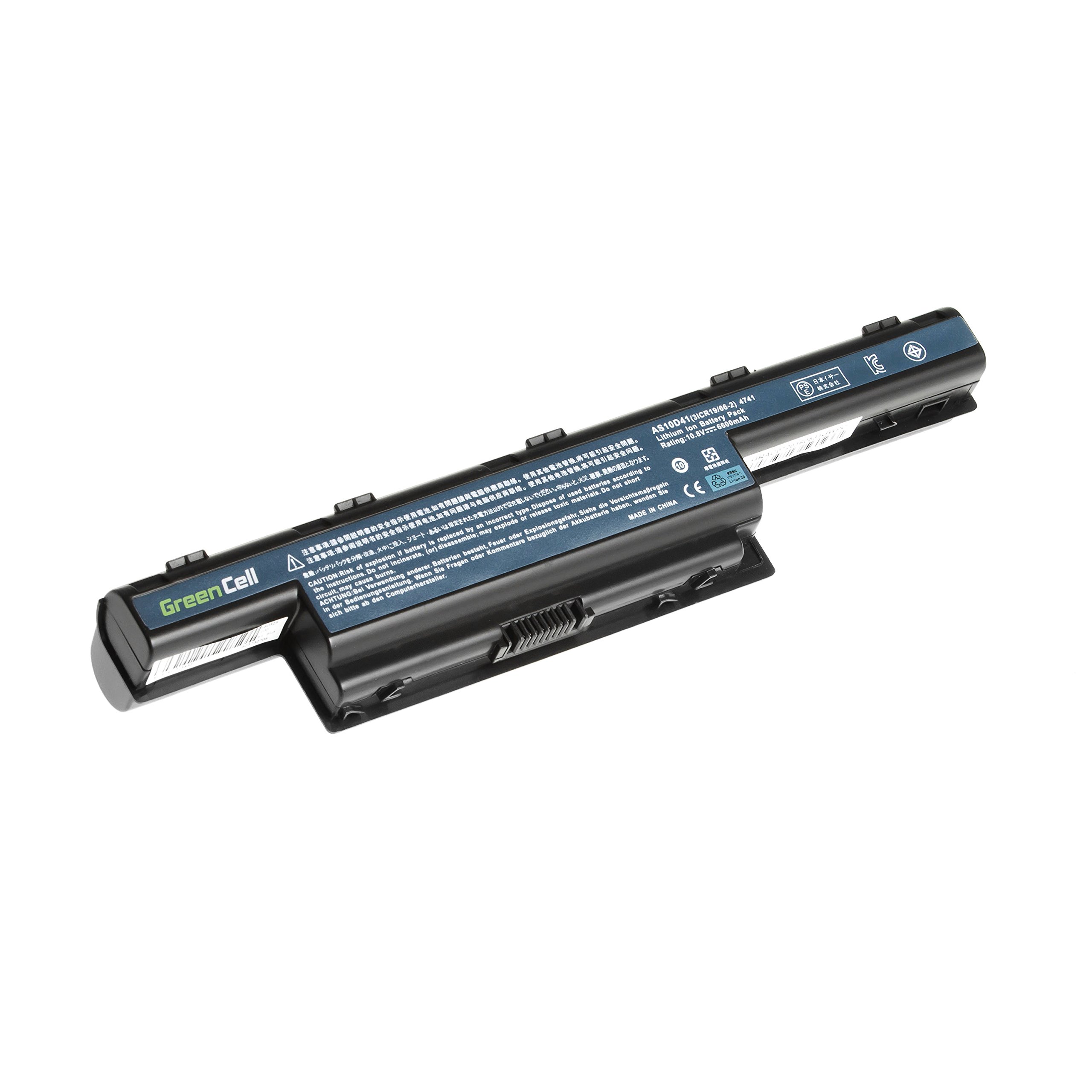 Green Cell Extended Série AS10D31 AS10D3E AS10D41 AS10D51 AS10D61 AS10D71 AS10D73 AS10D75 AS10D81 Batterie pour Acer/eMachines/Packard Bell Ordinateur PC Portable (9 Cellules 6600mAh 10.8V Noir)