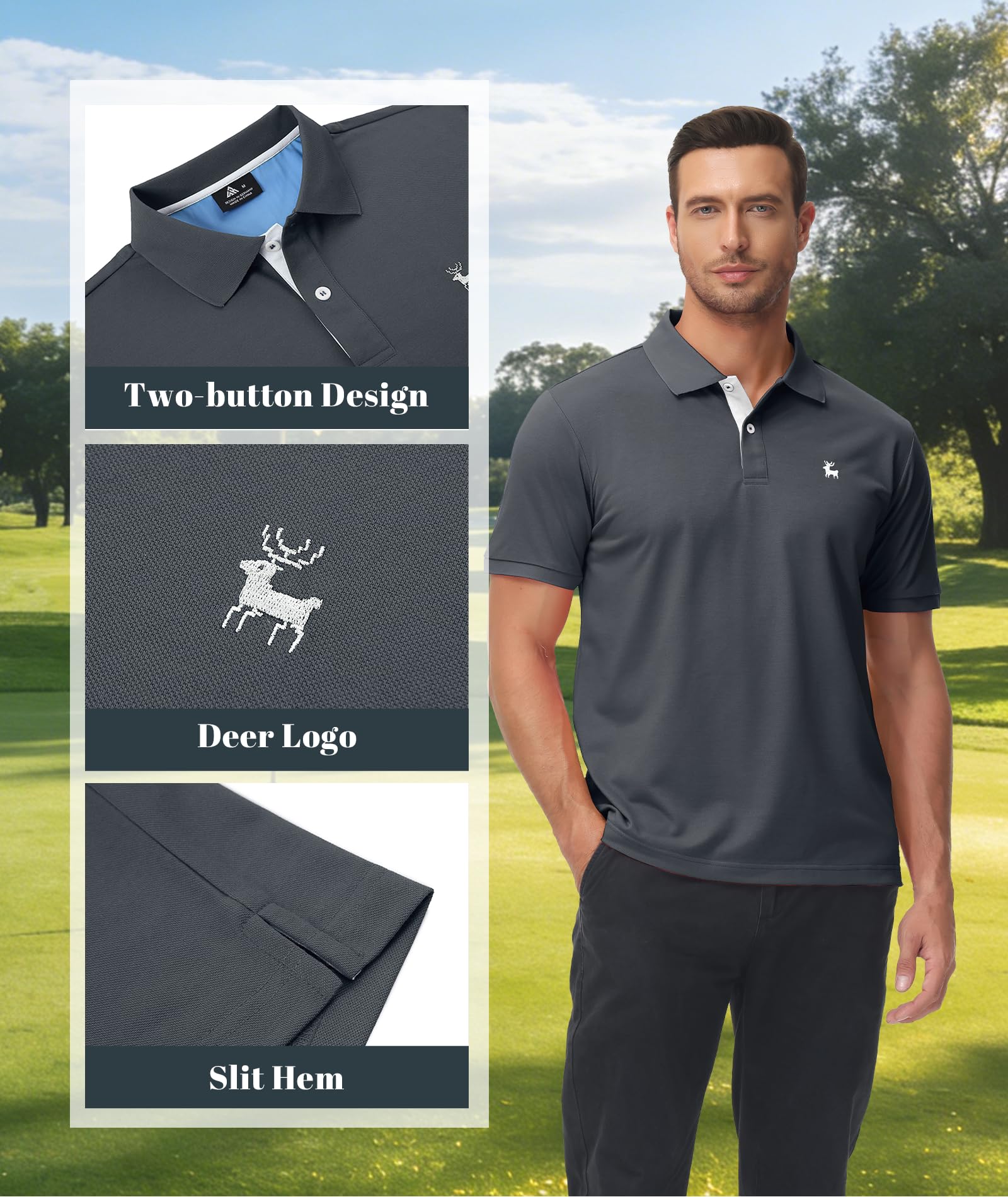 ZITY Polo Uomo Manica Corta T-Shirt per Sport & Casual Confort Morbido