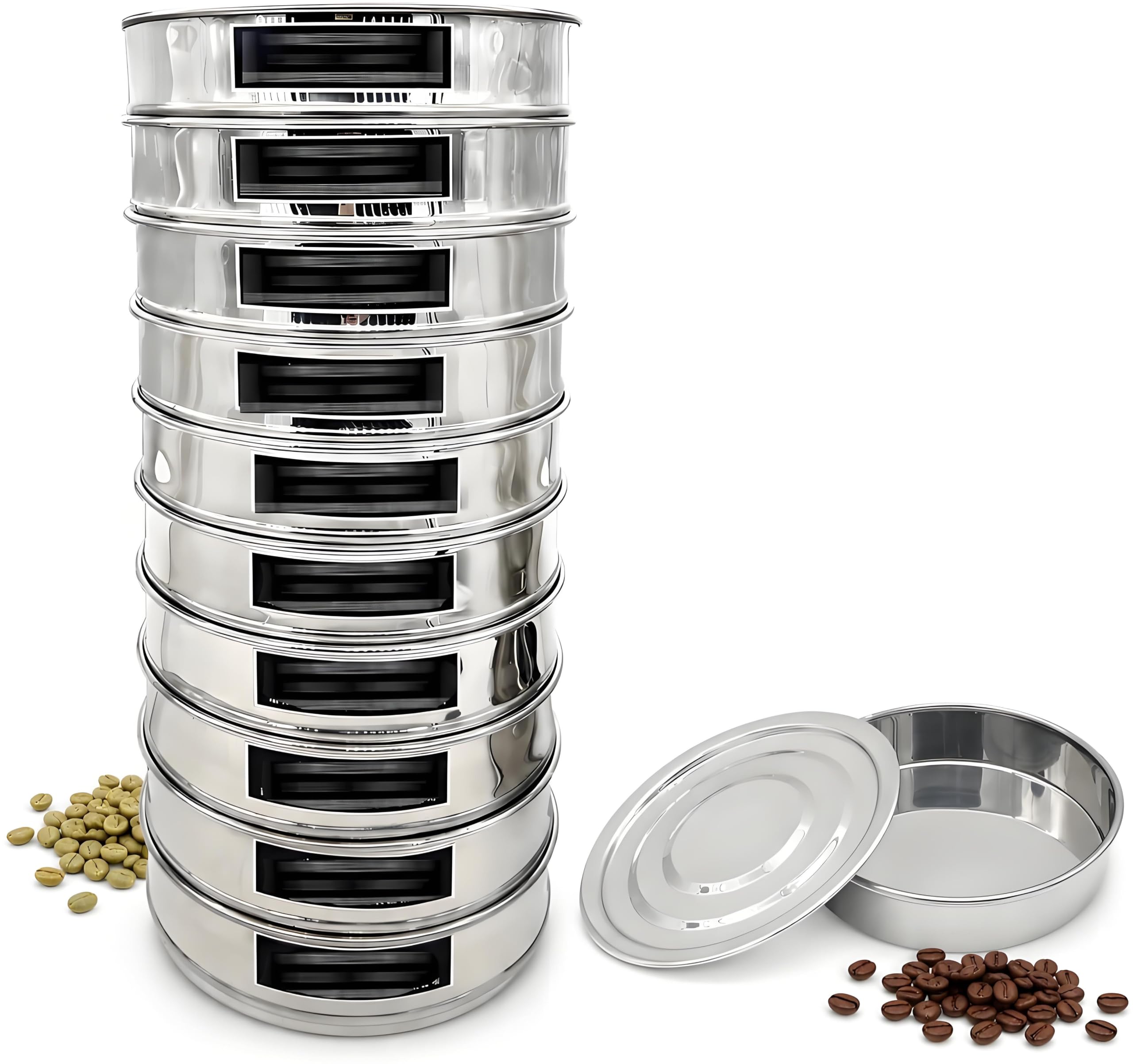 Juego tamices café 8", 10 Capas INOX selección Granos 20cm-403