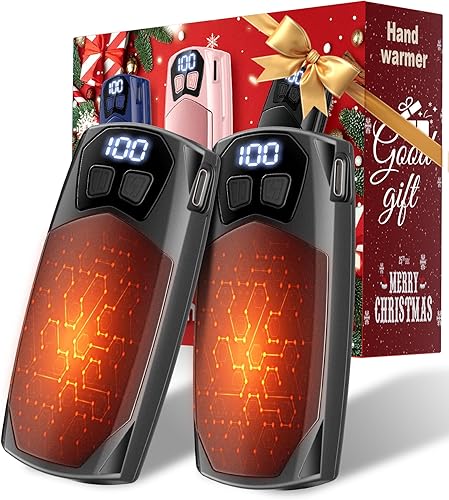 Kesguar Hand Warmers Rechargeable 2 Pack - 6000mAh Electric AI Handwarmers, LED Display & 5-Level Heating, 20Hrs Long Lasting, 2-in-1 Portable Heater, Gifts for Valentine's Day/Golf/Hunting