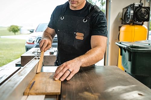 Vista 8 de WHITEDUCK Delantal de trabajo de lona para hombre, delantal de carpintería de 24 onzas con 7 bolsillos y correas cruzadas en la espalda, taller