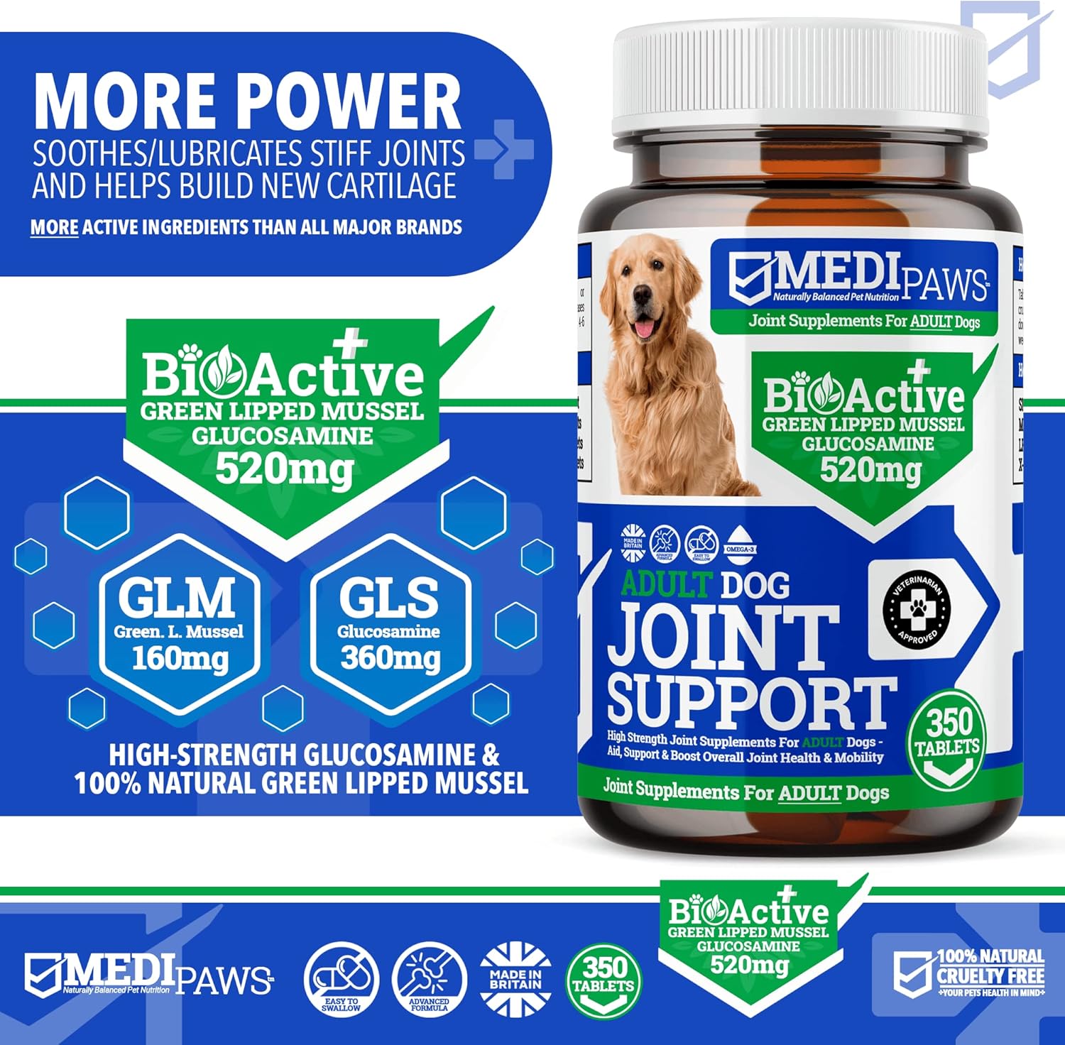 MediPaws Adult Hip and Joint Tablets For Dogs With Peanut Butter