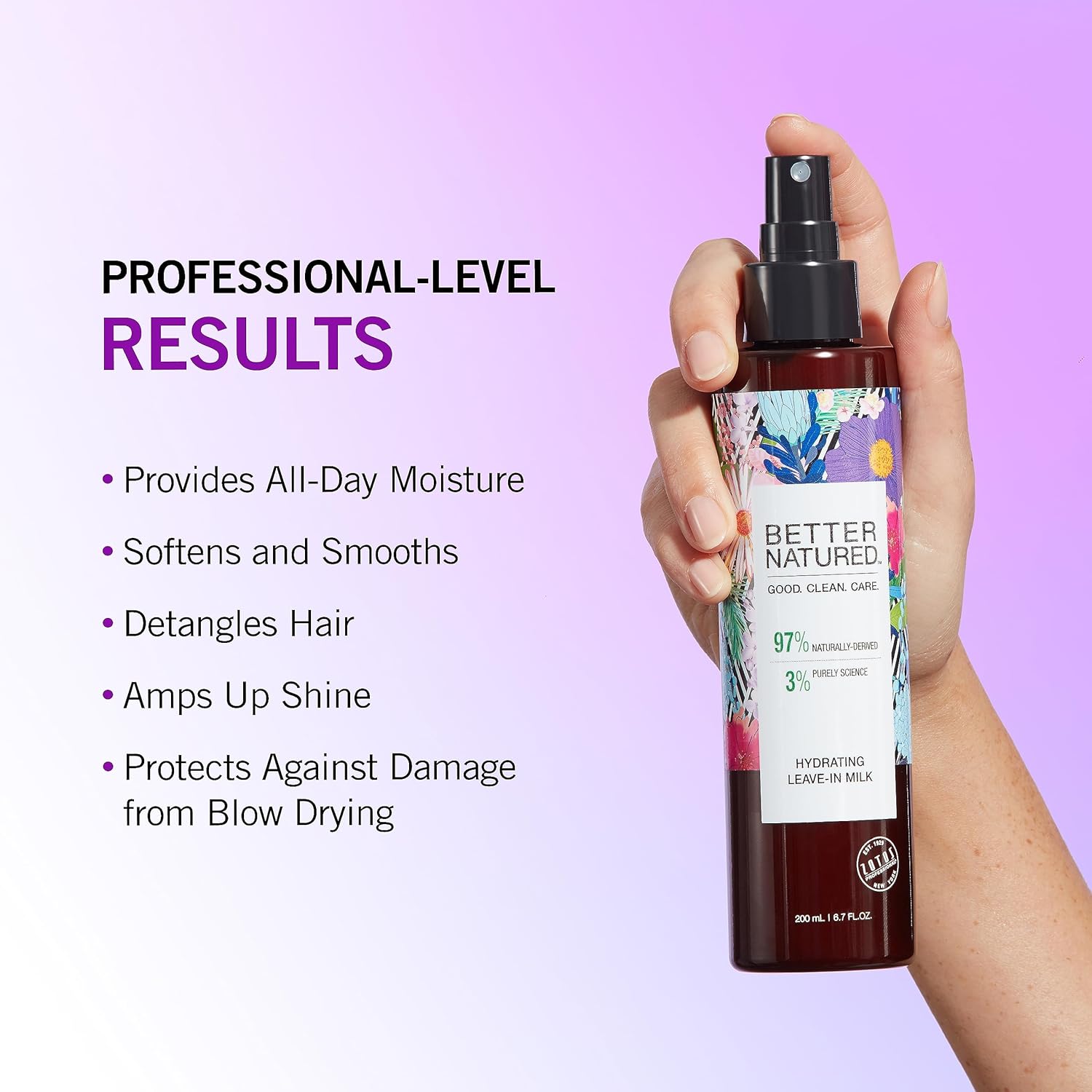 Better Natured Hydrating Leave-In Conditioner Treatment Spray Milk | Hydrate, Soften, Detangle | Vegan | Paraben Free - Image 3