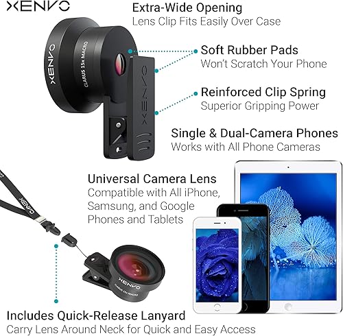 Miniatura 6 de Lente para cámara Xenvo iPhone: lente macro ángulo ancho, lentes para cámara de teléfono, para iPhone 7/6/5/4, Android/Samsung Mobile Smartphone