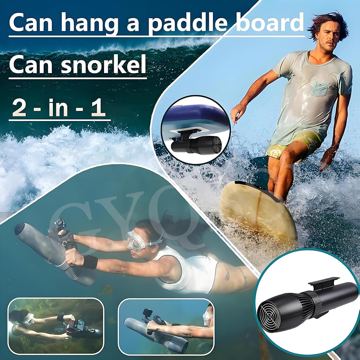 Underwater Scooter 500W with 9-Speed Switch, 10km/h, 40M Depth, for Swimming Pool and Sea, 10000mAh Battery, Ideal for Jet Surfboard and Paddle Board Accessories