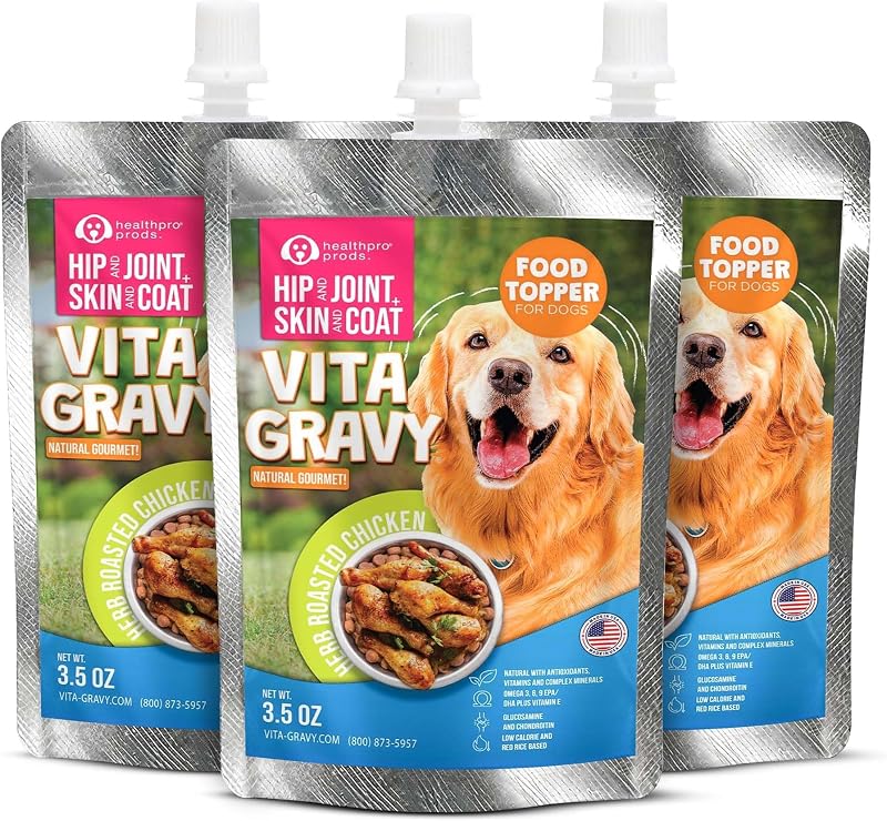 Cobertura para Ração de Cães VitaGravy com Frango Assado com Ervas, 3 sachês de aproximadamente 99 g