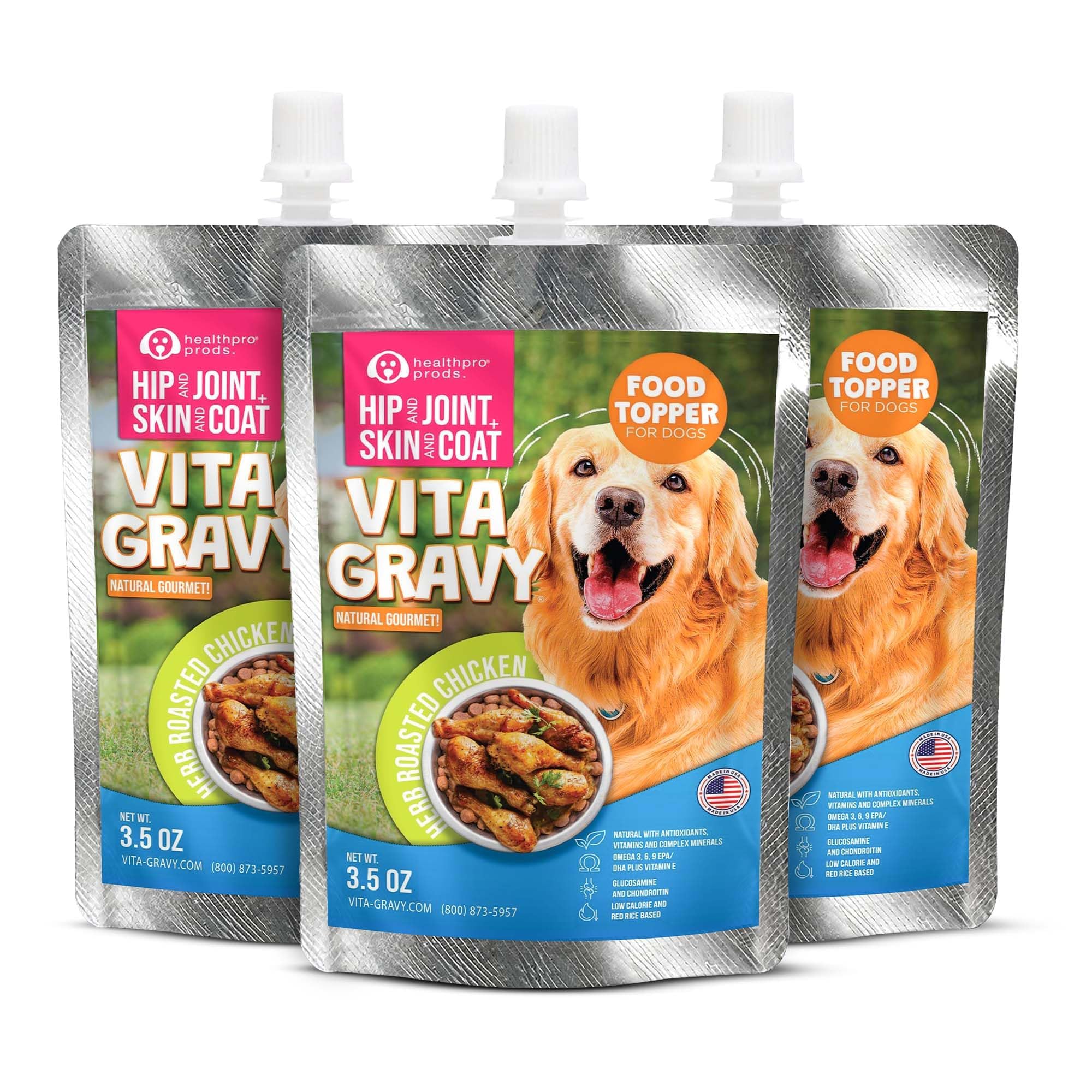 Healthpro VitaGravy® Dog Food Topper, Natural Dog Treat. Real, Herb Roasted Chicken Purée Delicious and Delightful. Dogs Love its Irresistable Real