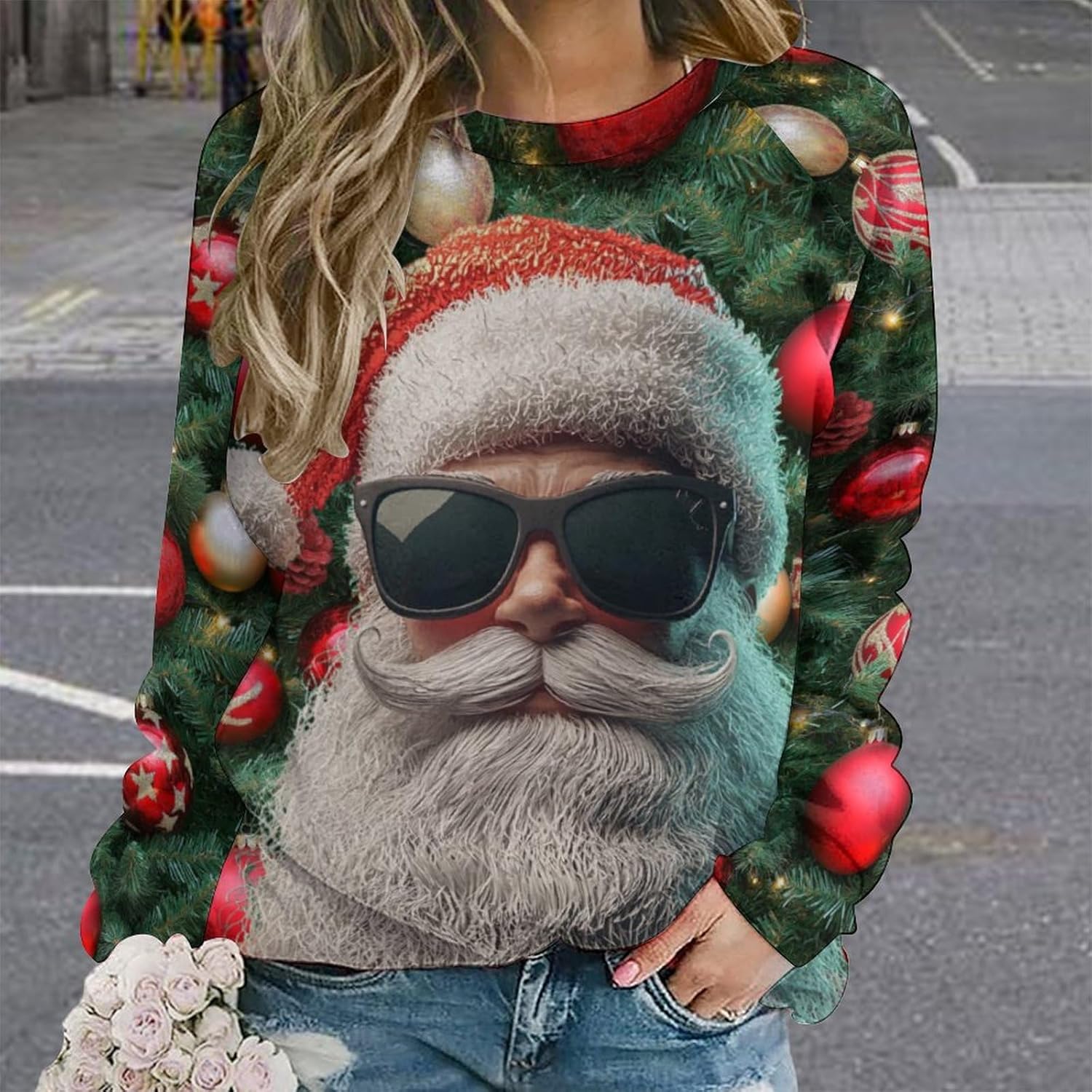 MARSVOVO Ugly Christmas Sweatshirt Women Funny 3D Cat Dog Animal Graphic Merry Christmas Cute Pullover Tops For Women - Image 2