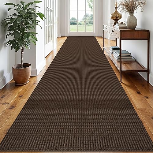 Vista 200 de EARTHALL - Tapete tejido lavable con parte trasera de goma, tapete trenzado de algodón antideslizante para interiores para entrada, pasillo, cocina