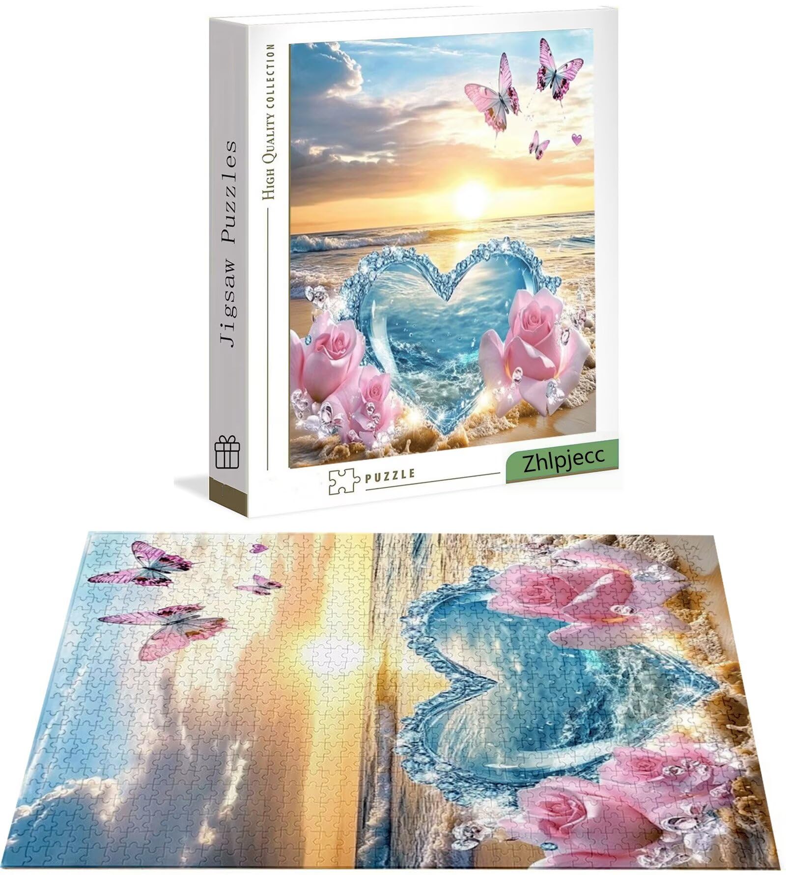 Puzzle 1500 Pièces Amour, Puzzle 1500 Pièces Adultes et Enfants, Puzzles Bois avec Une Boîte d'emballage Exquise, Jeu Éducatif Puzzles Plage, Noël Decoration Maison, Cadeau Femme, Cadeau Homme H-5995