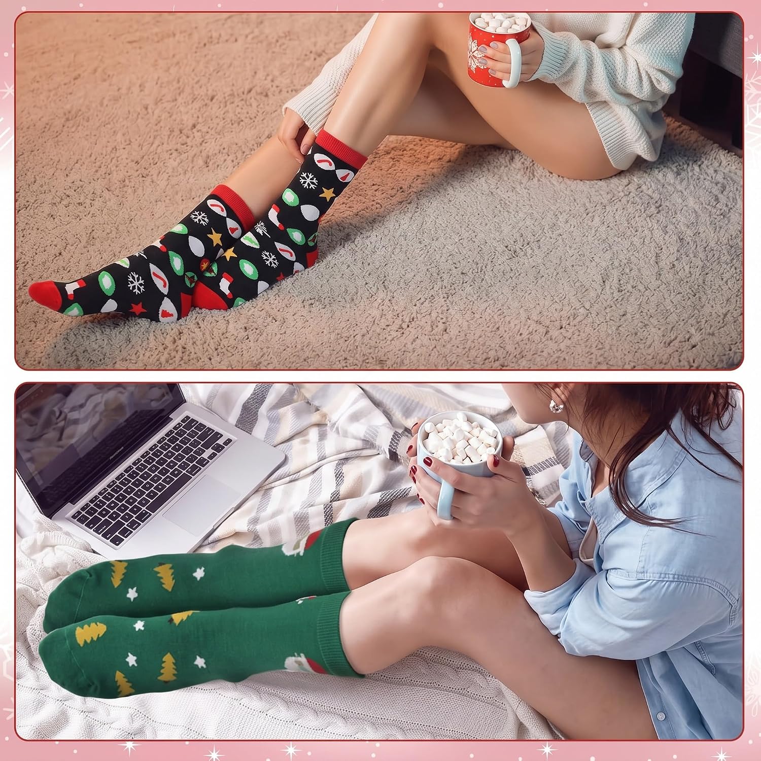 Handepo 20 Pairs Christmas Holiday Xmas Socks Holiday Crew Christmas Novelty Funny Colorful Socks for Women Men, 20 Styles