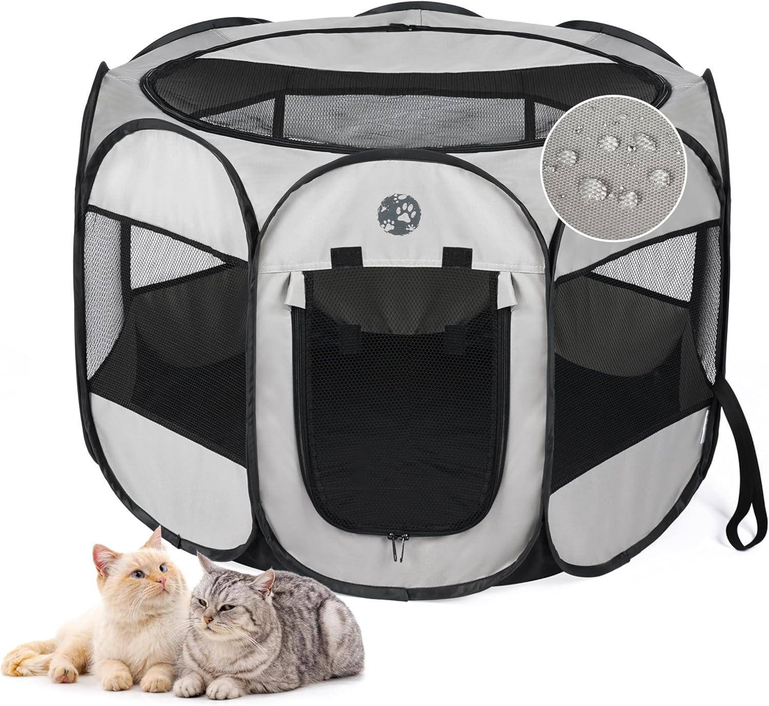 Portable Dog or Cat Playpen - Lightweight Durable Playpen for Pets - Easy Clean Up Foldable Pet Playpens with Waterproof Bottom & Self-Locking Zipper Door - Indoor/Outdoor Collapsible Crate for Pets