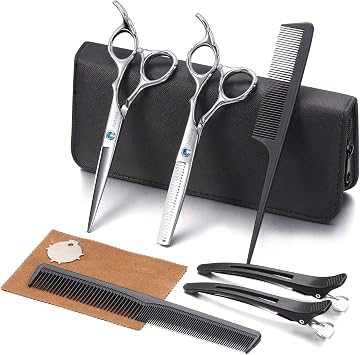 Hair Cutting Scissors Kit, Aethland Professional Barber Hairdressing Scissors Set Trimming Shaping Grooming Thinning Shears for Men Women Pets Home Salon Barber Haircut, 6.5" Japanese 9CR SS
