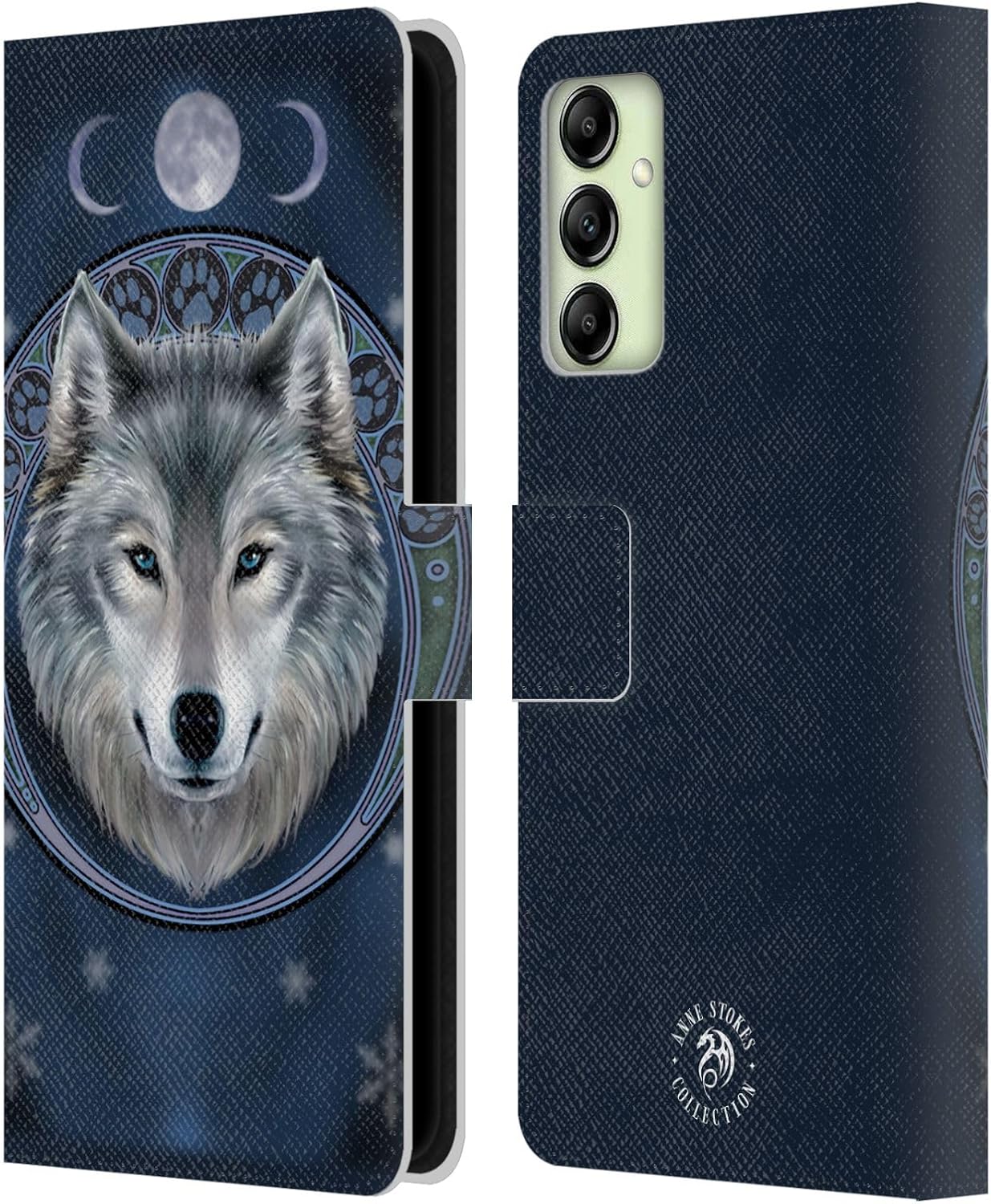 Head Case Designs Officially Licensed Anne Stokes Protector Wolves Leather Wallet Case Compatible with Samsung Galaxy A14 5G