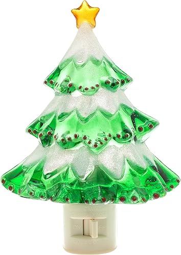 Luces nocturnas cubiertas de nieve para árbol de Navidad, incluye 5 W C7 y enchufe giratorio con interruptor de encendidoapagado