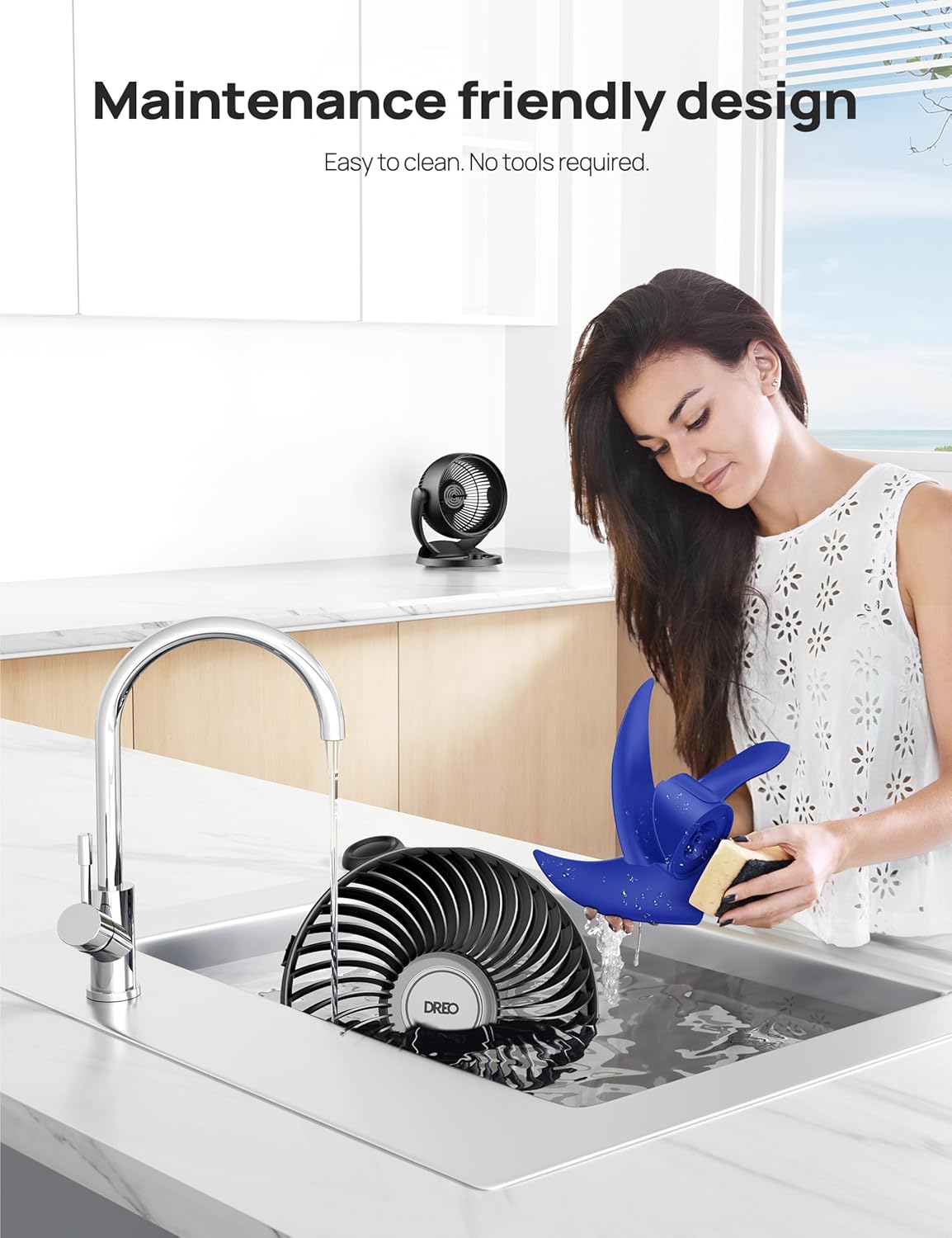 Dreo 12 inch Table Fans for Home, Whole Room Air Circulator Fan, 70ft Powerful Airflow, 120° Adjustable Tilt, 28db Low Noise, 3 Speeds, Quiet Desk Fan for Bedroom, Office - Image 7