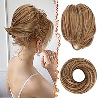 Vista 16 de BARSDAR Extensiones de moño de cabello lacio, extensiones de moño de cola de caballo negro corto para mujer, extensiones de cabello sintético