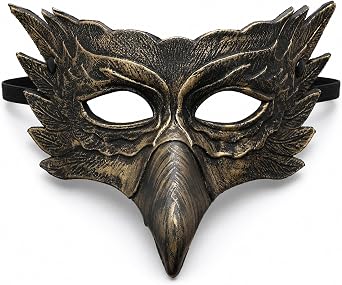 nezababy Halloween Crow Mask Eagle Raven Bird Half Face Masquerade Mask Animal Cosplay Costume Prop for Adult Men Women