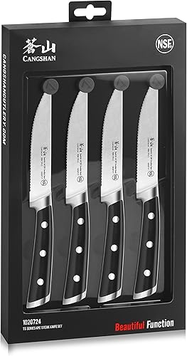 Miniatura 8 de Cangshan TS Series 1020724 Juego de cuchillos para carne de acero forjado 14C28N sueco de 4 piezas