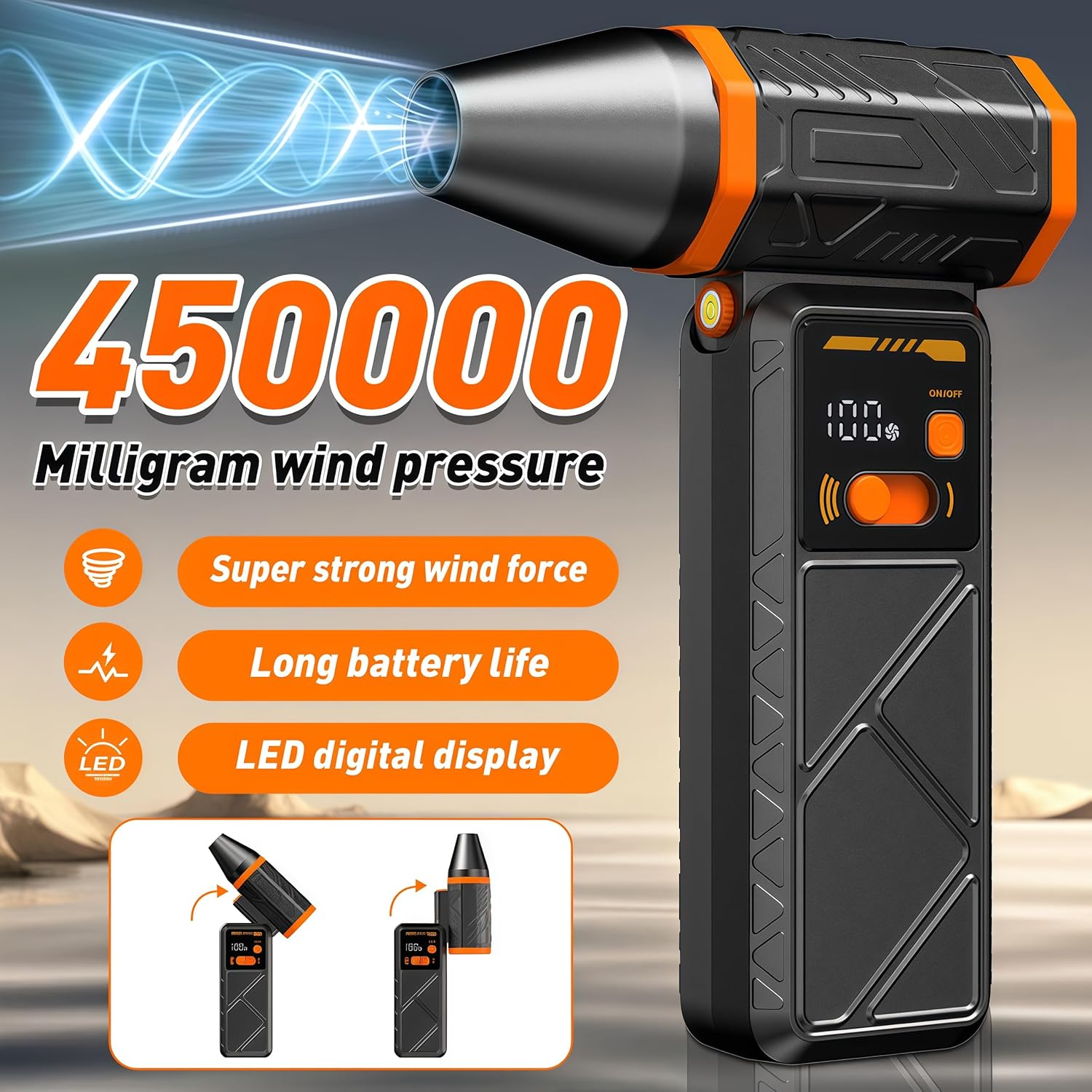 Powerful Air Blower Turbo Jet, AbuDodo 140000RPM Brushless Motor Fan, Rotatable Handheld Head Violent