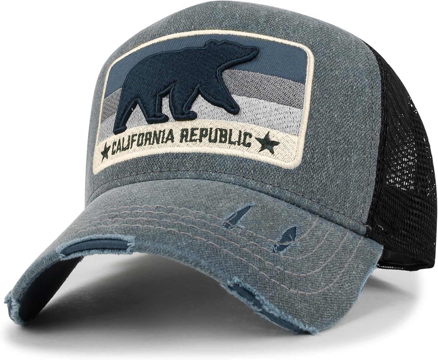 ililily Premium California Bear Embroidered Baseball Cap Vintage Trucker Hat