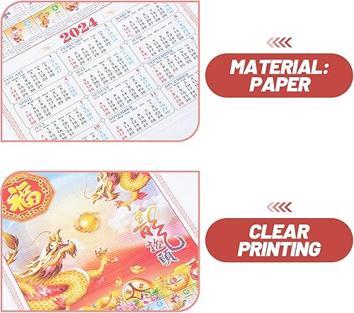 Miniatura 4 de Año del dragón Calendario Año del Dragón Calendario del Zodiaco chino Calendario de papel Calendario lunar chino