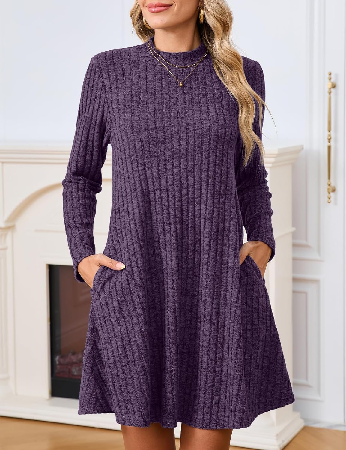 JollieLovin Women Plus Size Sweater Dresses Long Sleeve 2025 Casual Fall Winter Tunic Dress with Pockets - Image 4